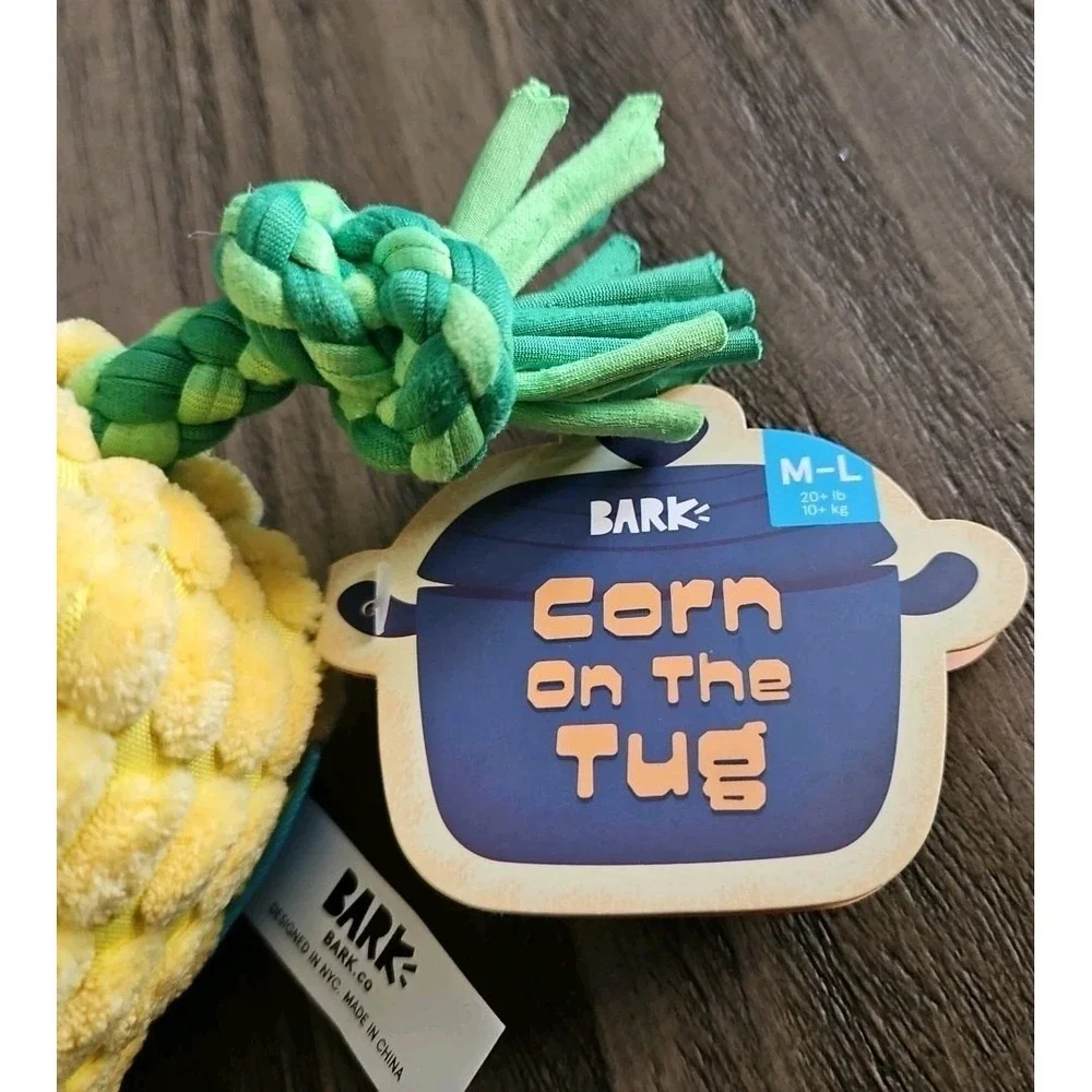 Bark Box Dog Toy Corn Tug Thanksgiving Crinkle Medium Large 20 Pounds +